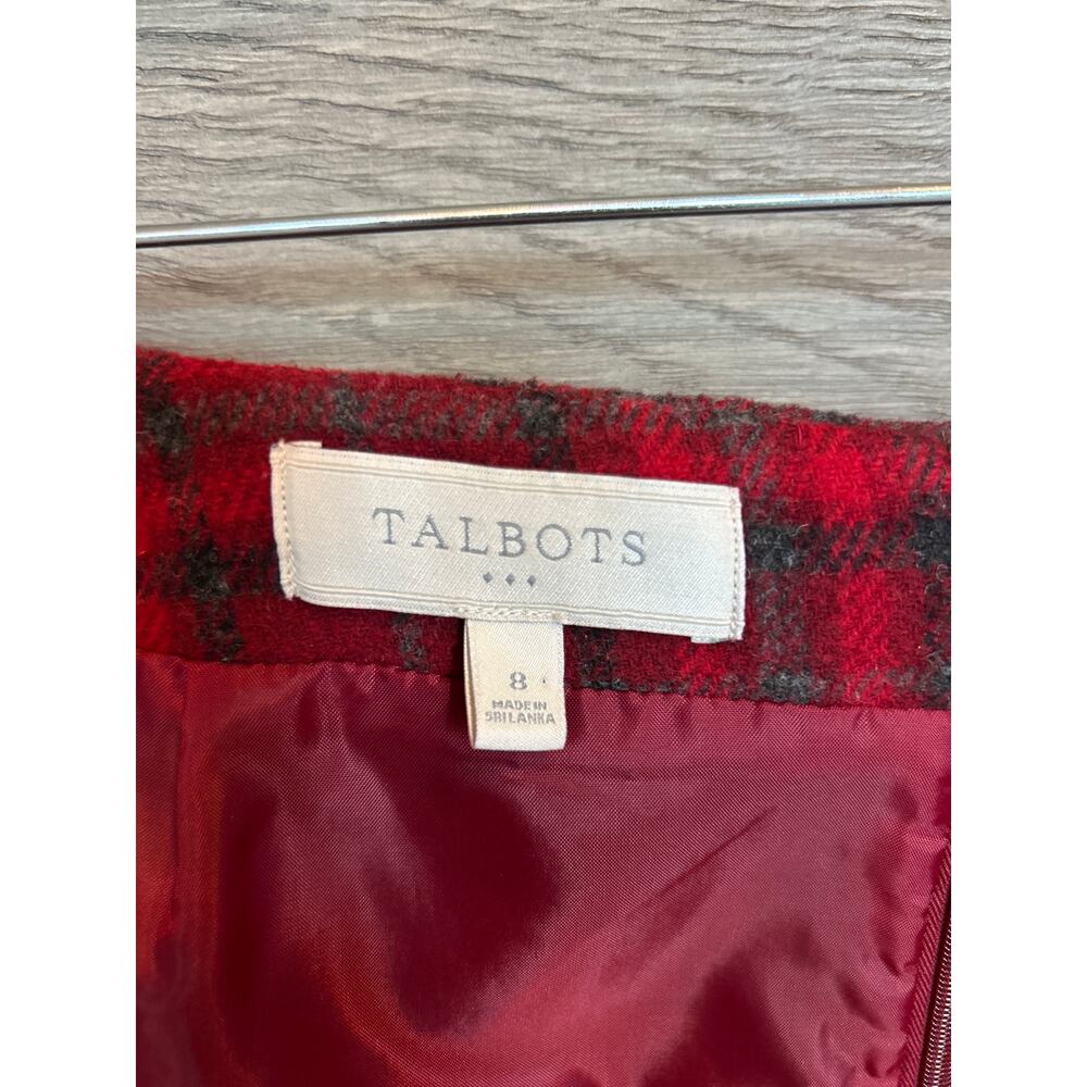 Talbots Outlet | Red/Gray Wool Blend Plaid Pencil Skirt | 8 - Picture 9 of 12